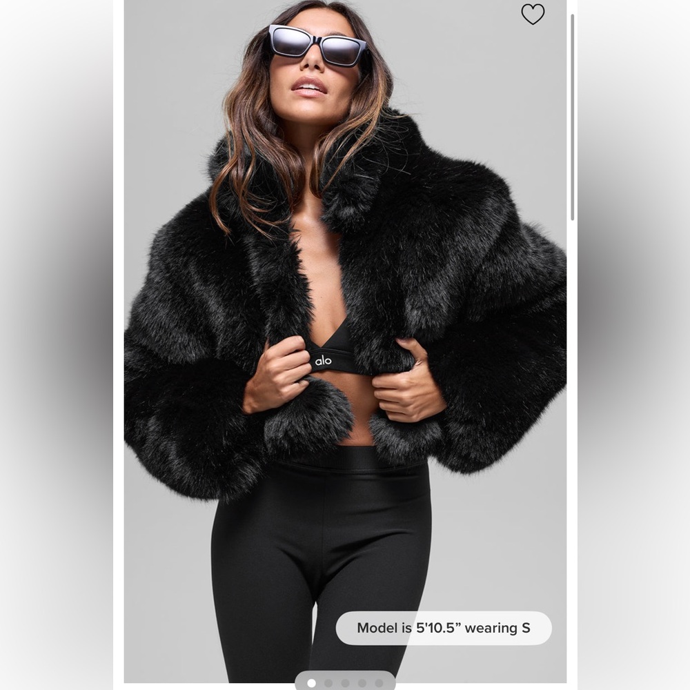 Brand new with tags! Alo Opulent Faux Fur Cropped Jacket - Black, Size M